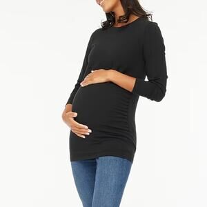 J. Crew Factory Top Womens Long-Sleeve Crewneck‎ Maternity Tee Black Size M NEW